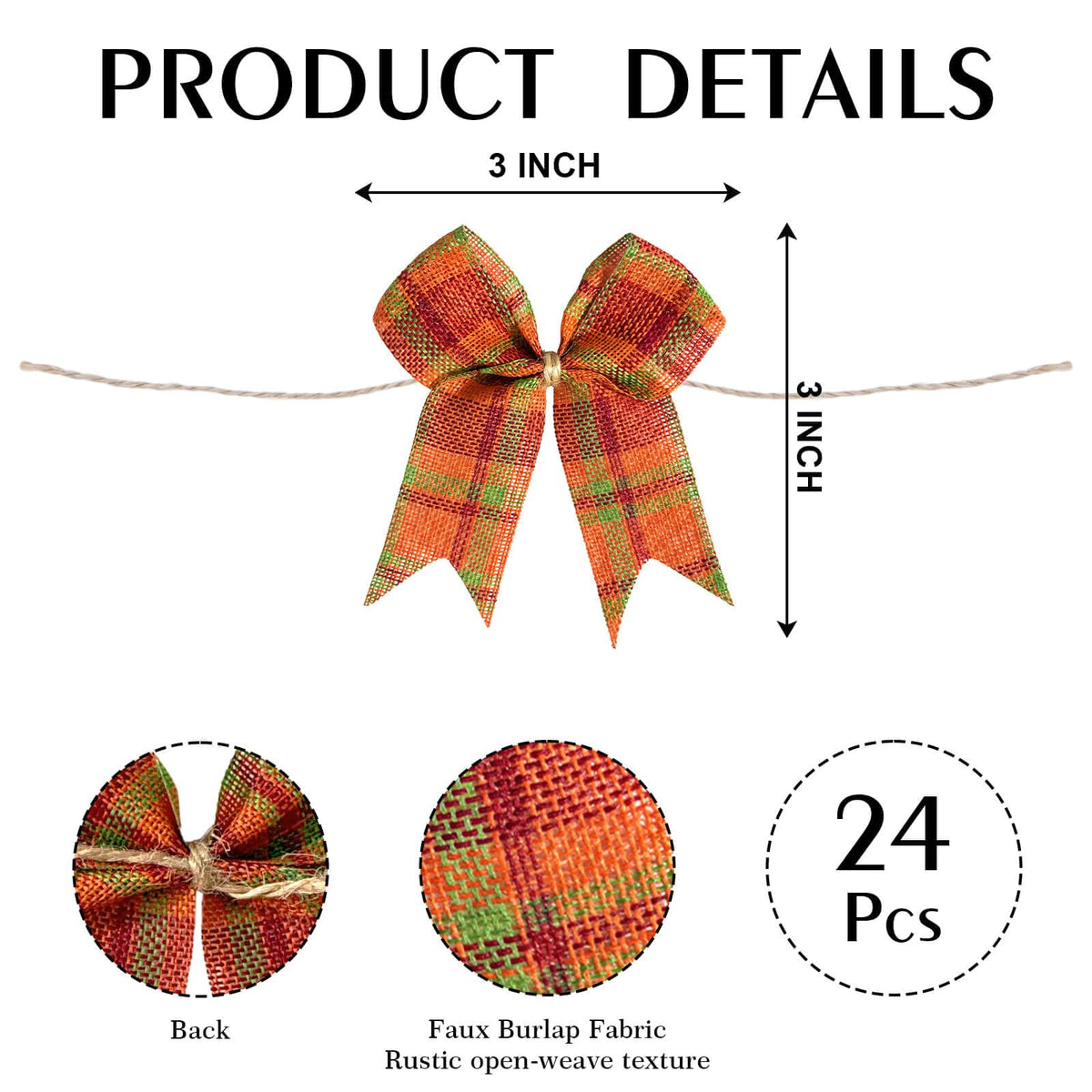 24 Pcs Mini Fall Plaid Bows, 3 Inch Smal - Image 4