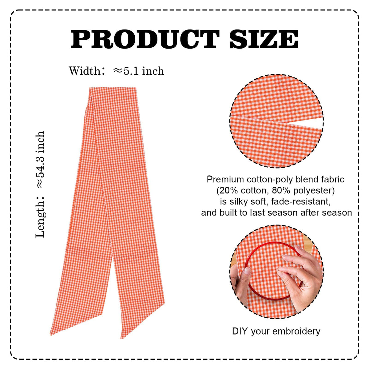 YKW Orange White Gingham Wreath Sash Fro - Image 4