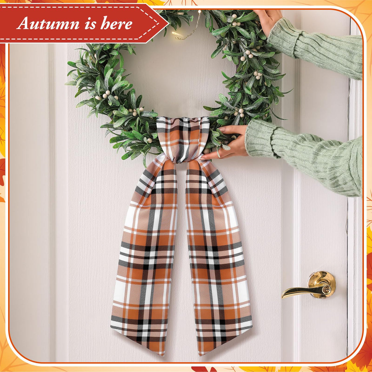 VitalCozy 2 Pcs Fall Wreath Sash, Plaid - Image 9