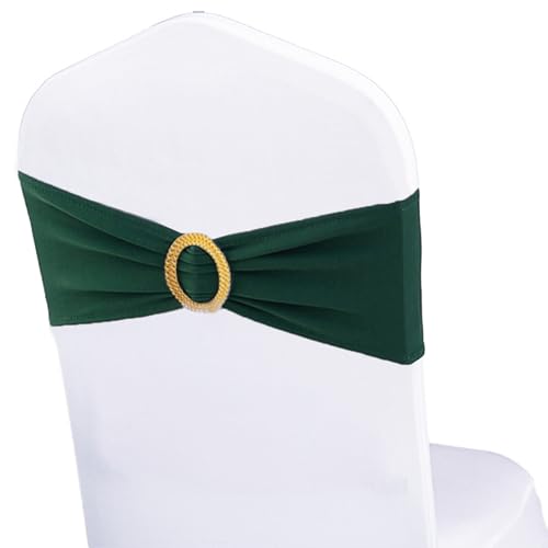 Pack of 50 Spandex Hunter Green Chair Sashes with 