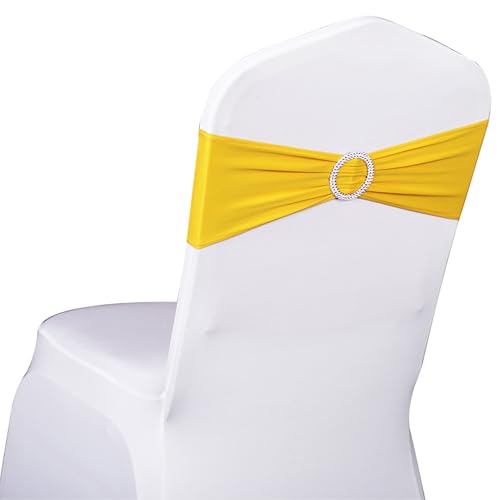 50 Pack Spandex Yellow Chair Sashes for Wedding Ch