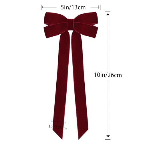 12Pcs Burgundy Velvet Ribbon Bows Christ - Image 2