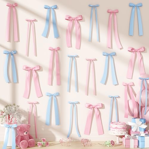 Pink and Blue Bows Decorations, 40Pcs Gender Revea