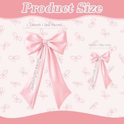 Pink Bow Decor 2 Pack, Large Small Size  - Image 2