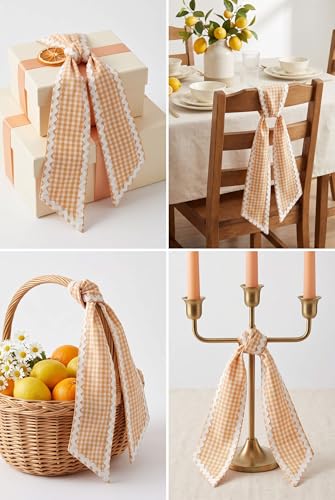 Orange Gingham Wreath Sash for Front Doo - Image 4