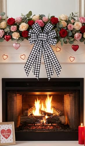 YKW Large Buffalo Plaid Bow with Wired E - Image 5