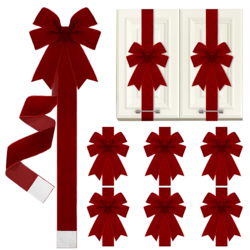 Daifunli 6 Pcs Burgundy Velvet Christmas Cabinet B