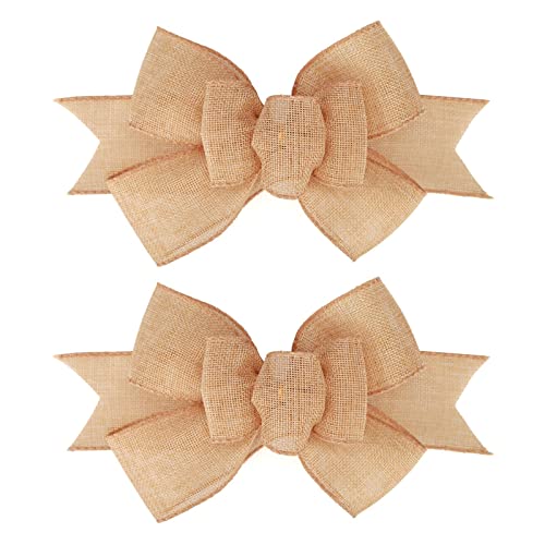 Meseey 2 Pcs Natural Burlap Wired Ribbon Handmade 