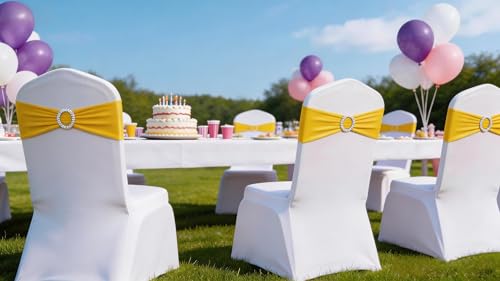 50 Pack Spandex Yellow Chair Sashes for  - Image 7