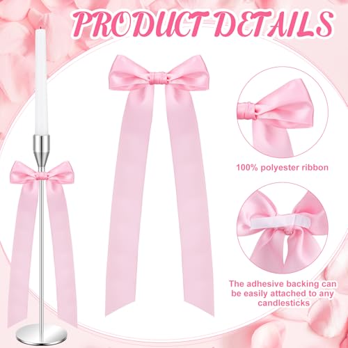 Teenyyou 12 Pcs Pink Bow Decor Candlesti - Image 3