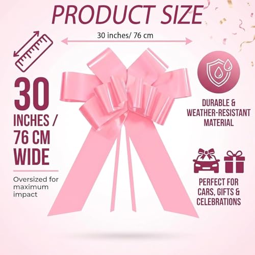 30 Inch Solid Color Car Bow, Large PP Ri - Image 2