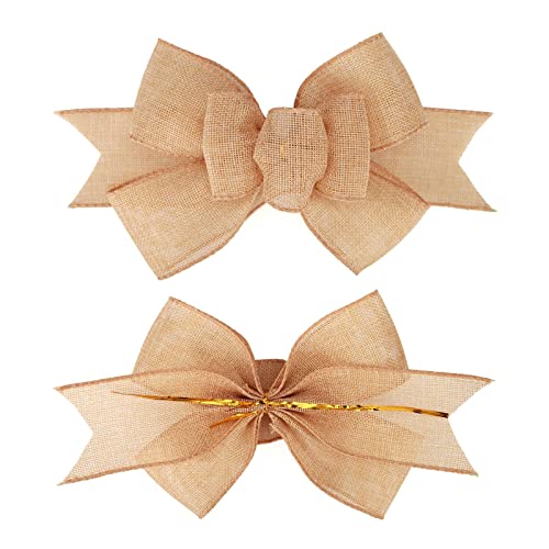 Meseey 2 Pcs Natural Burlap Wired Ribbon - Image 2