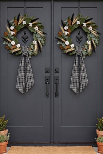 Black and White Plaid Wreath Sash 2 Pack - Image 3