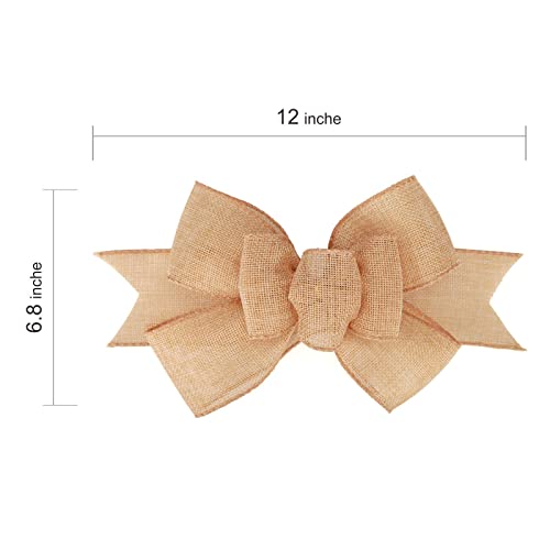 Meseey 2 Pcs Natural Burlap Wired Ribbon - Image 3