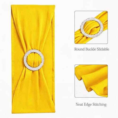 50 Pack Spandex Yellow Chair Sashes for  - Image 4