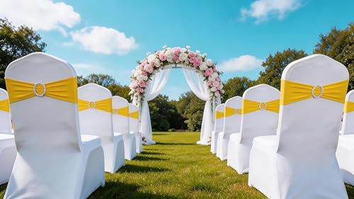 50 Pack Spandex Yellow Chair Sashes for  - Image 5