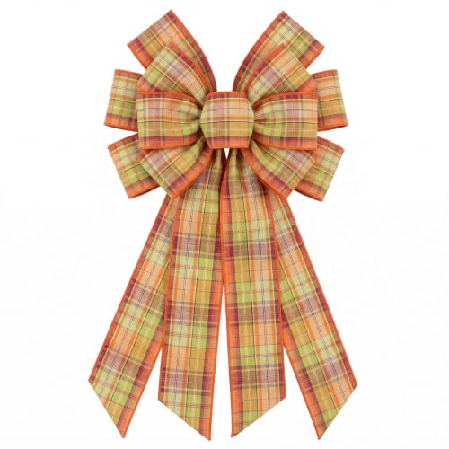 2 Pack Fall Plaid Wreath Bows 12.99x8.46 Inch for 