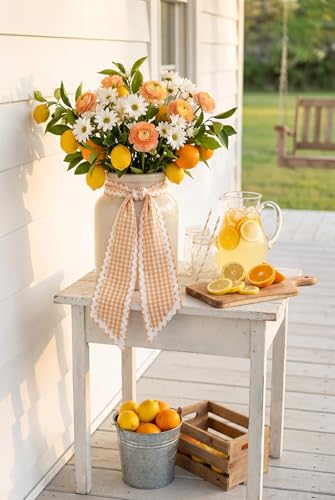 Orange Gingham Wreath Sash for Front Doo - Image 9