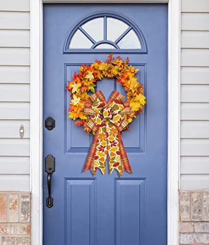 Large Fall Bow for Wreath, Burlap Orange - Image 4