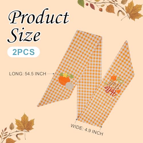 2 Pcs Fall Wreath Sash Plaid Pumpkin Hel - Image 3