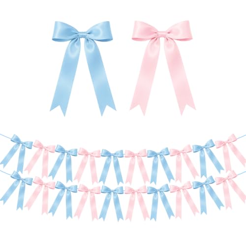 2 Strings Pink and Blue Bow Garland Banner, Gender