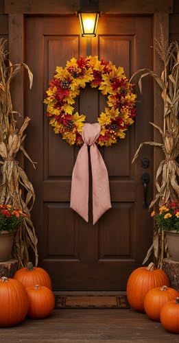 Orange Striped Wreath Sash for Door Deco - Image 4