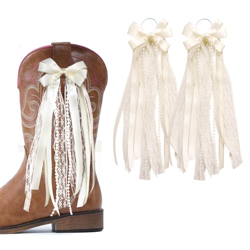 White Ribbon Bow Martin Boot Bows, White Satin Rib