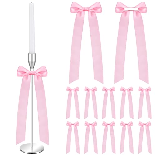 Teenyyou 12 Pcs Pink Bow Decor Candlestick Decorat