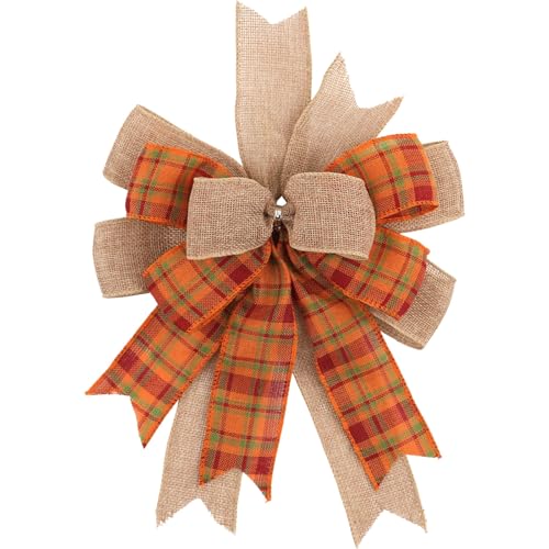 Fall Bows for Wreaths, 9.4 x 11.8 Inch Orange Burl