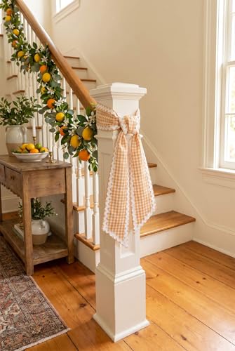 Orange Gingham Wreath Sash for Front Doo - Image 7