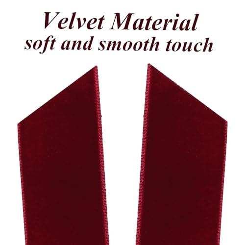 12Pcs Burgundy Velvet Ribbon Bows Christ - Image 3