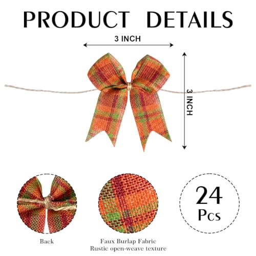 24 Pcs Mini Fall Plaid Bows, 3 Inch Smal - Image 2