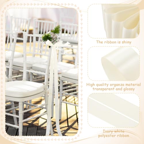 Daifunli 24 Pcs Ivory White Wedding Bows - Image 3
