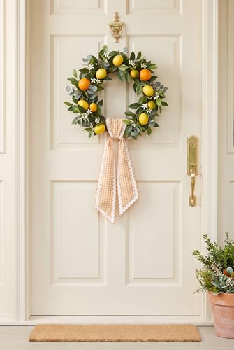 Orange Gingham Wreath Sash for Front Doo - Image 3
