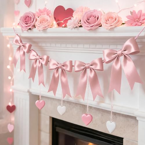 1 String Pink Bow Garland Banner Decorat - Image 8