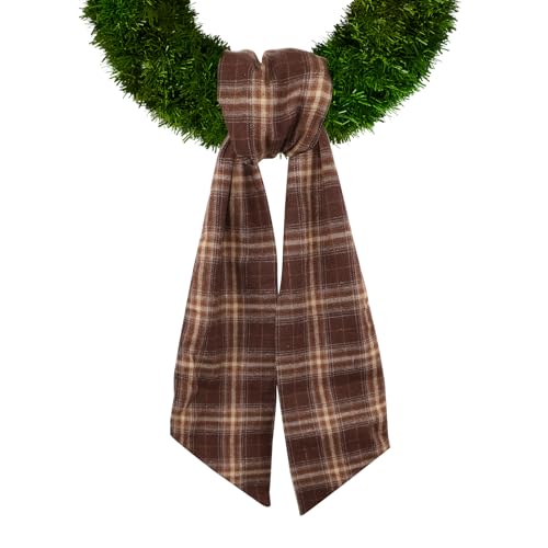 Christmas Wreath Sash for Front Door, Red Brown Bu