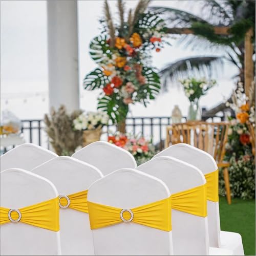 50 Pack Spandex Yellow Chair Sashes for  - Image 6