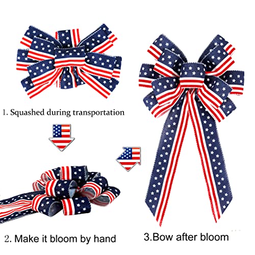 2 Pack 4th of July Decor Bow for Wreath, - Image 4