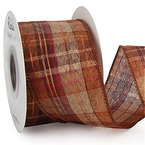 Ribbli Fall Burlap Wired Ribbon with Gold Foil, 2-
