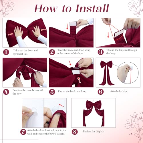 MODFUNS Large Bow Decor Burgundy Big Bow - Image 6