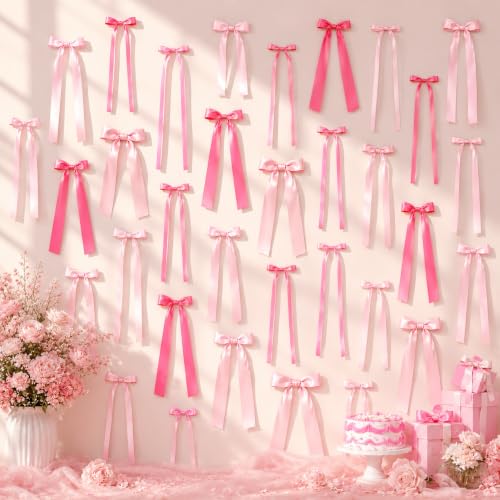 60PCS Pink Bow Wall Decor 5 Sizes DIY Photo Backdr