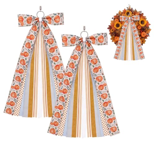 Suncalla 2 Pcs Vintage Farmhouse Fall Ribbon Bow f