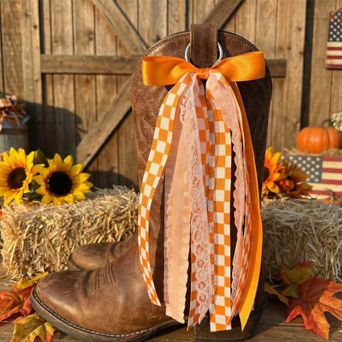 Orange Ribbon Bow Martin Boot Bows, Oran - Image 5
