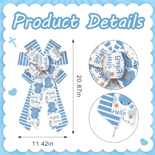 Threetols Baby Shower Wreath Bows, Blue  - Image 2