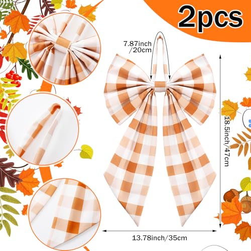 Suncalla 2 Pcs Orange Fall Plaid Wreath  - Image 3