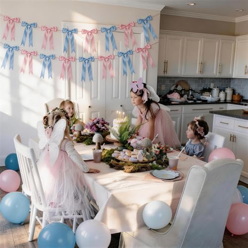2 Strings Baby Pink & Blue Bow Garland B - Image 7