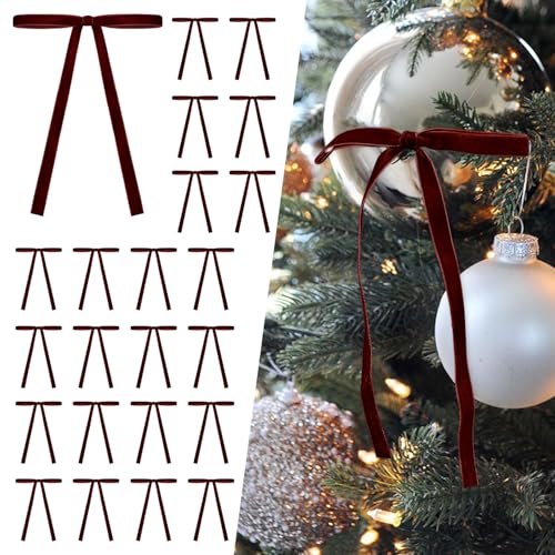 SIMISI RIBBON 24Pcs Christmas Velvet Ribbon Bows D
