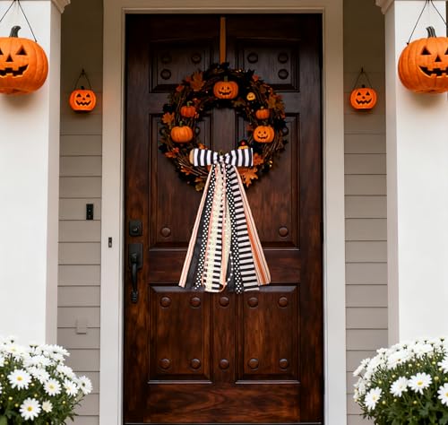 Halloween Black Stripes Wreath Bows for  - Image 3