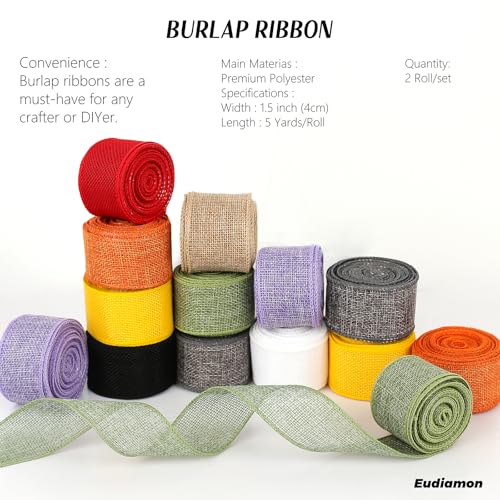 Green Burlap Wired Ribbon for Gift Wrapp - Image 3