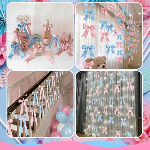 2 Strings Baby Pink & Blue Bow Garland B - Image 9